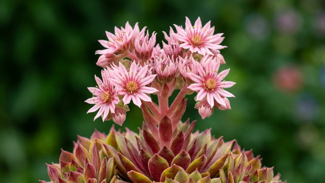 Chick Charms Strawberry Kiwi Hens & Chicks (Sempervivum 'Fashion Diva') - foliage plant, illustrated plant card