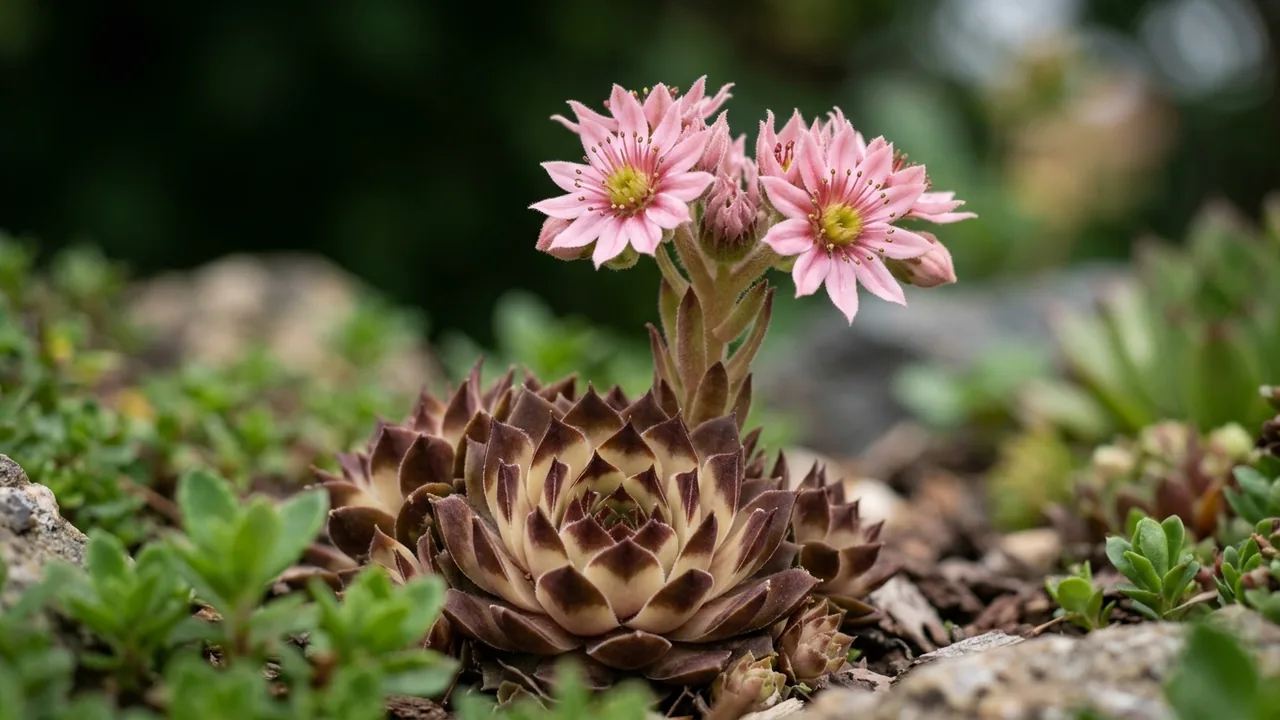 Choco Latte Hens and Chicks (Sempervivum 'Choco-Latte') - foliage plant, illustrated plant card
