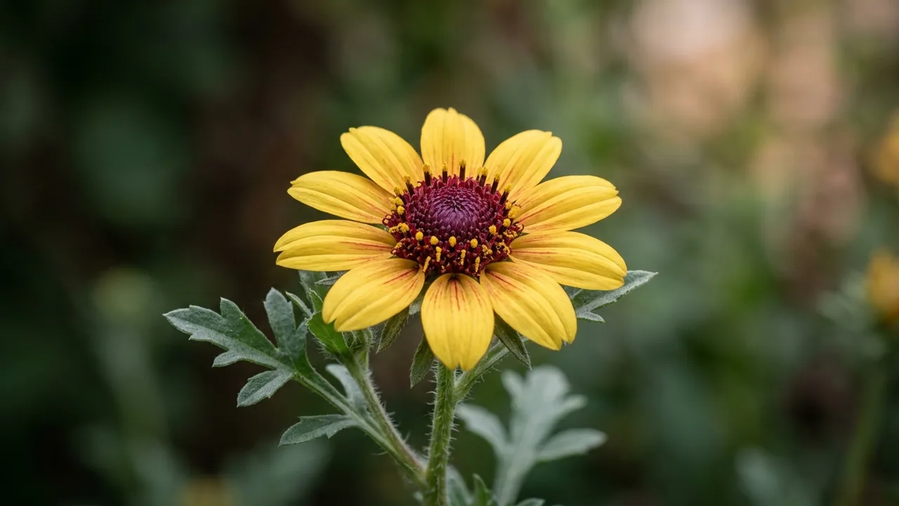 Chocolate Flower (Berlandiera lyrata) - yellow flowers, illustrated plant card