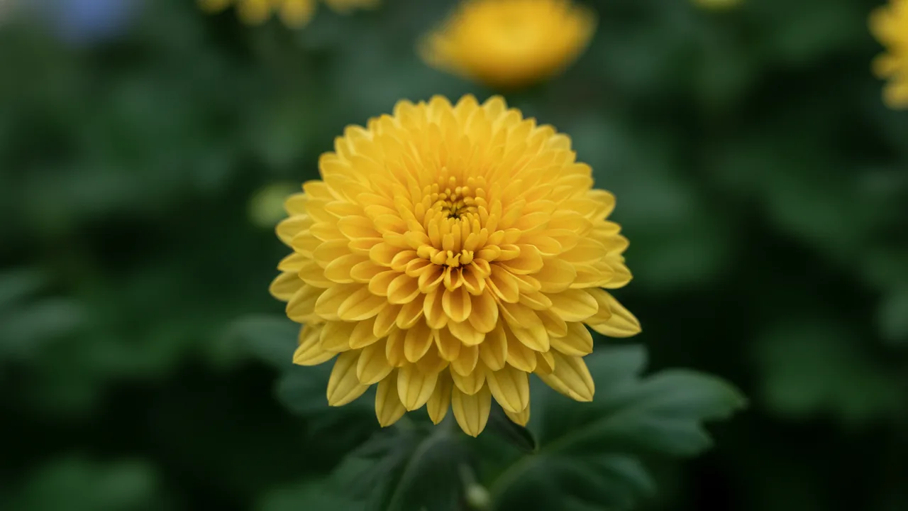 Mary Stoker (Chrysanthemum 'Mary Stoker') - yellow flowers, illustrated plant card