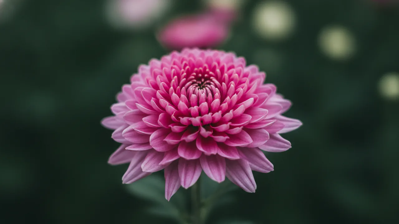 Pink Mum (Chrysanthemum 'Pink') - pink flowers, illustrated plant card
