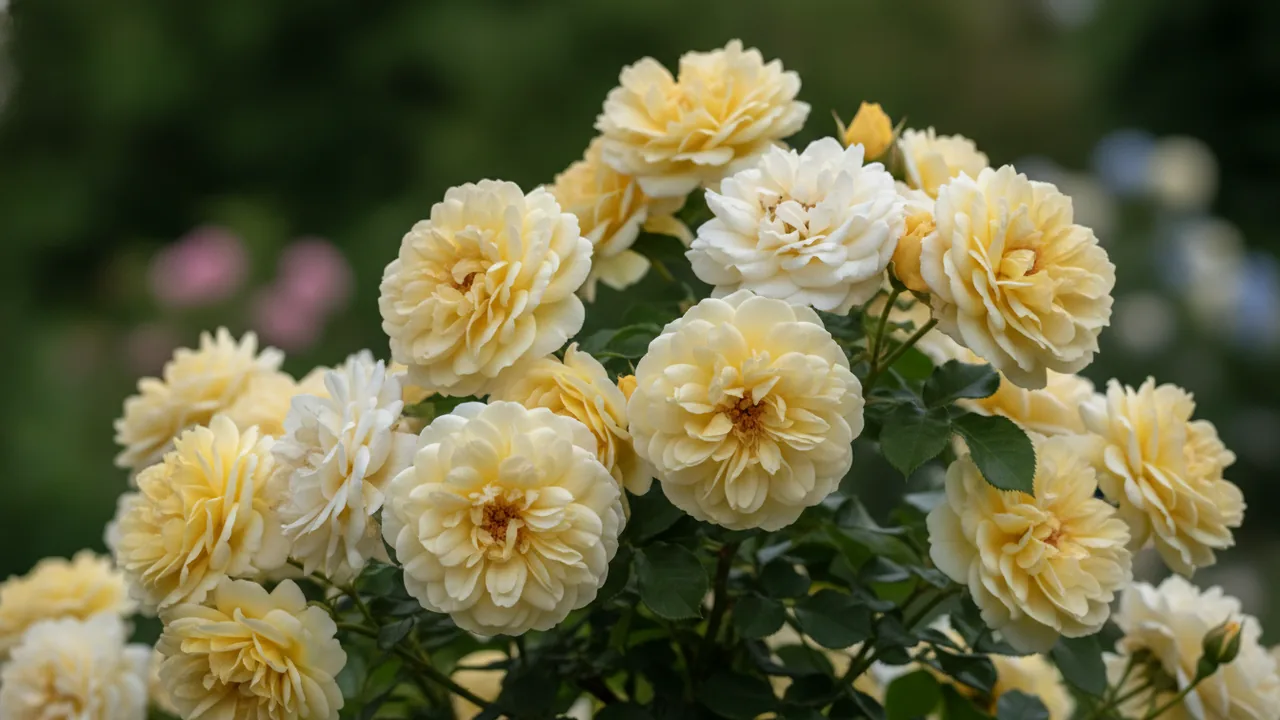 Claire Austin (Rosa 'Ausprior') - white flowers, illustrated plant card