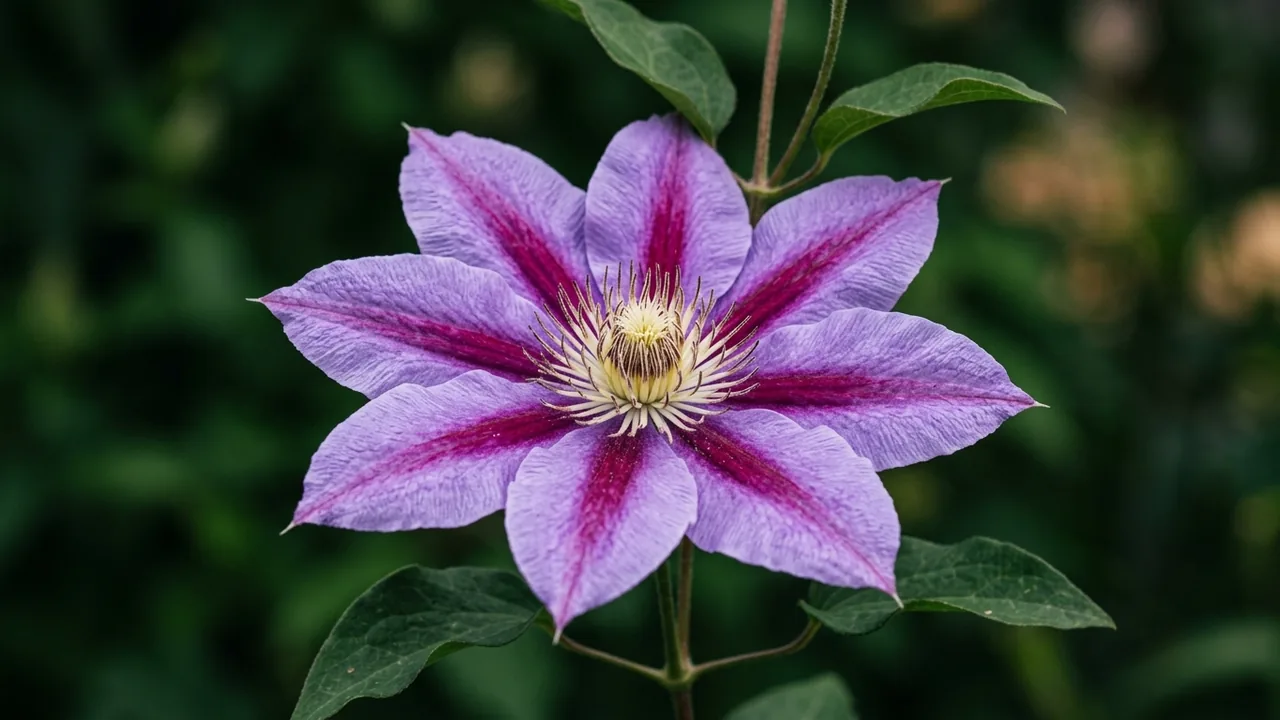 Boulevard Edda Clematis (Clematis 'Evipo074') - purple flowers, illustrated plant card