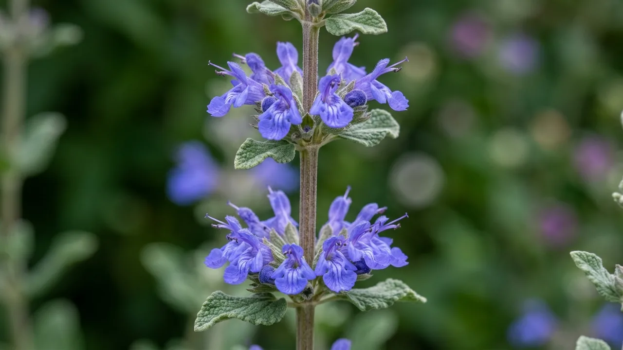 Cleveland Sage (Salvia clevelandii) - blue flowers, illustrated plant card