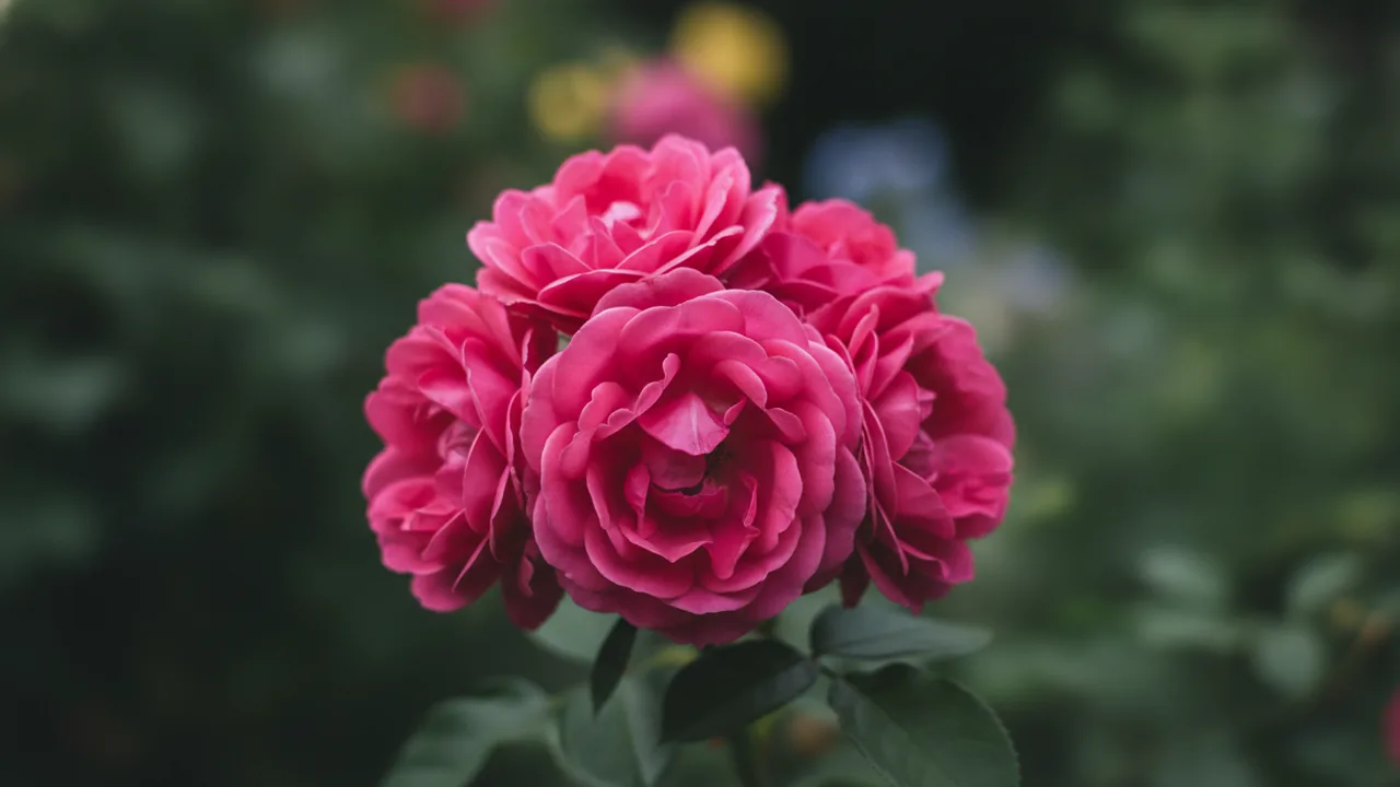 Climbing Rose (Rosa) - pink flowers, illustrated plant card
