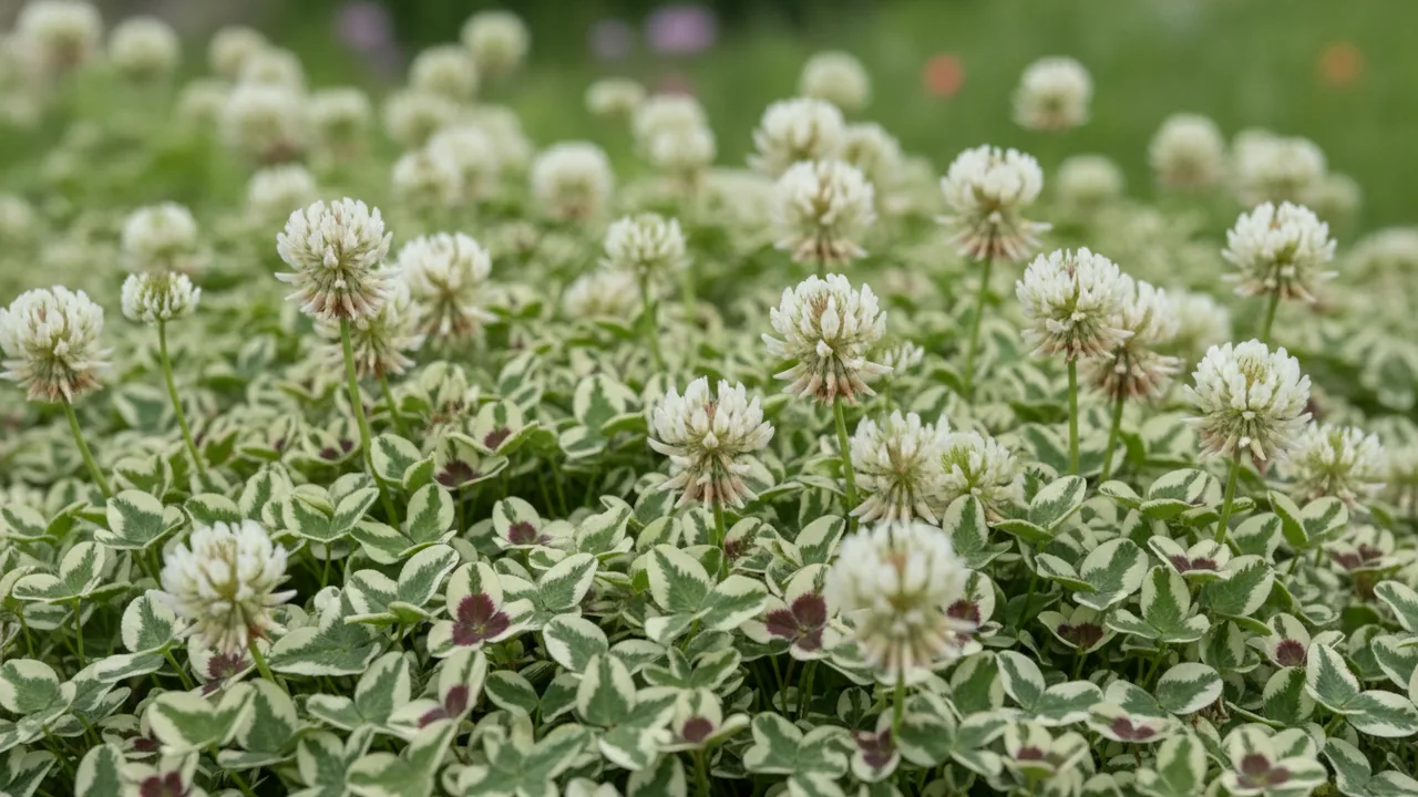 Dragon's Blood (Trifolium repens 'Dragon's Blood') - foliage plant, illustrated plant card