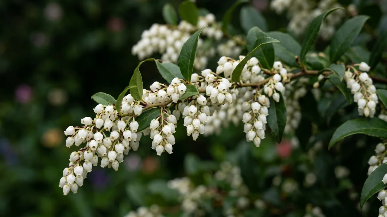 Coast Leucothoe (Leucothoe axillaris) - white flowers, illustrated plant card