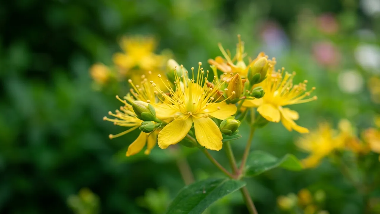 Cobalt-n-Gold Hypericum (Hypericum kalmianum 'Piihyp-I') - yellow flowers, illustrated plant card