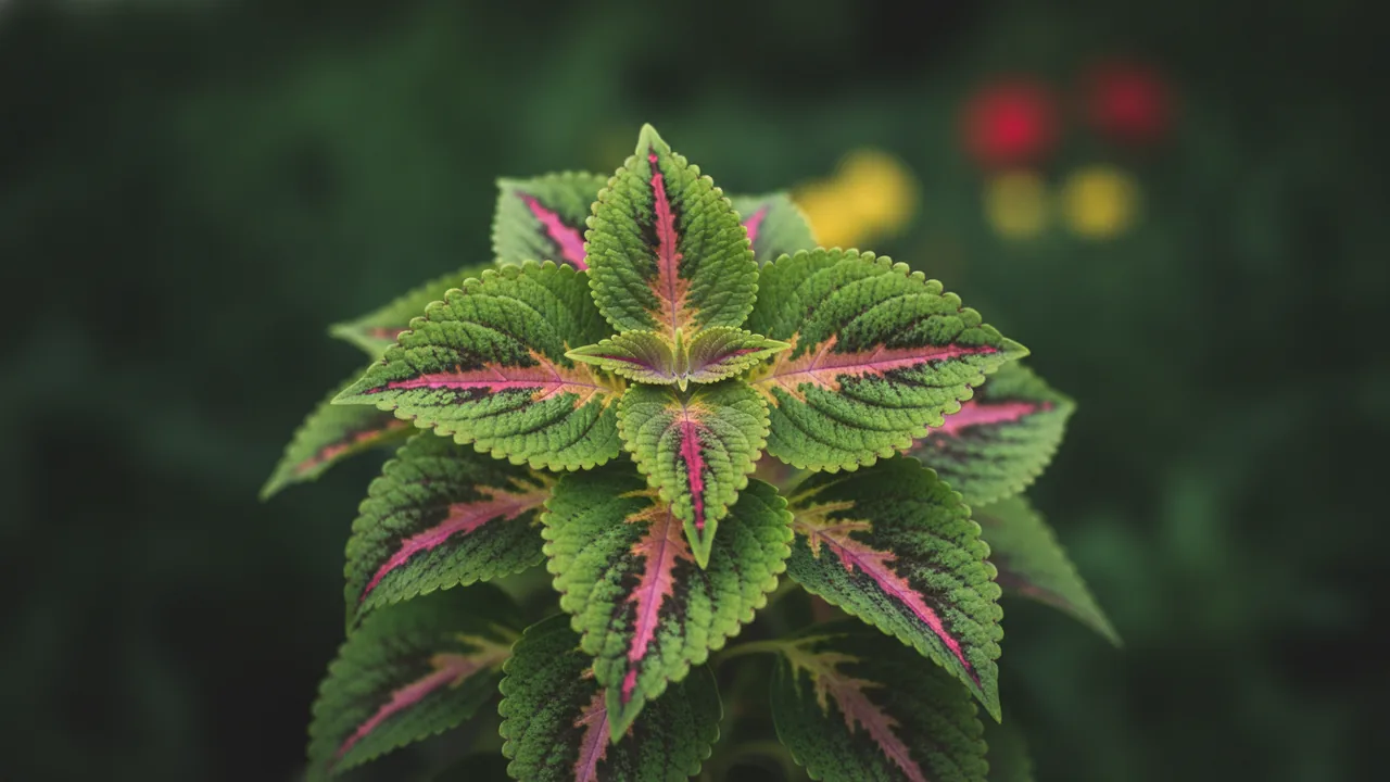 Pink Chaos (Coleus 'Pink Chaos') - foliage plant, illustrated plant card