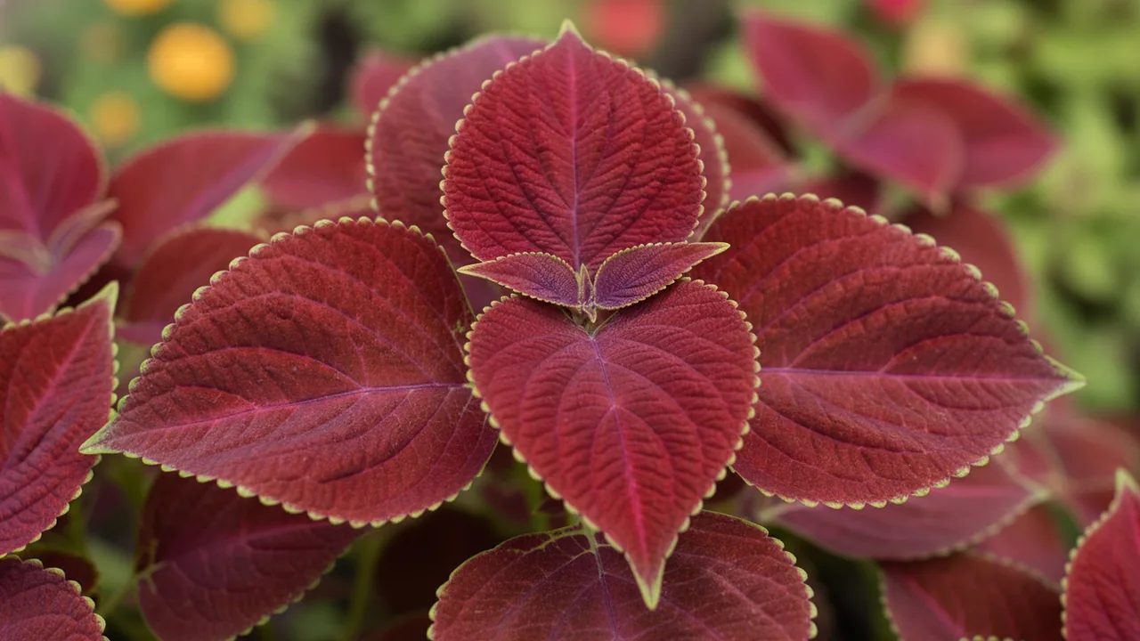 Wizard Velvet Red (Coleus 'Wizard Velvet Red') - foliage plant, illustrated plant card