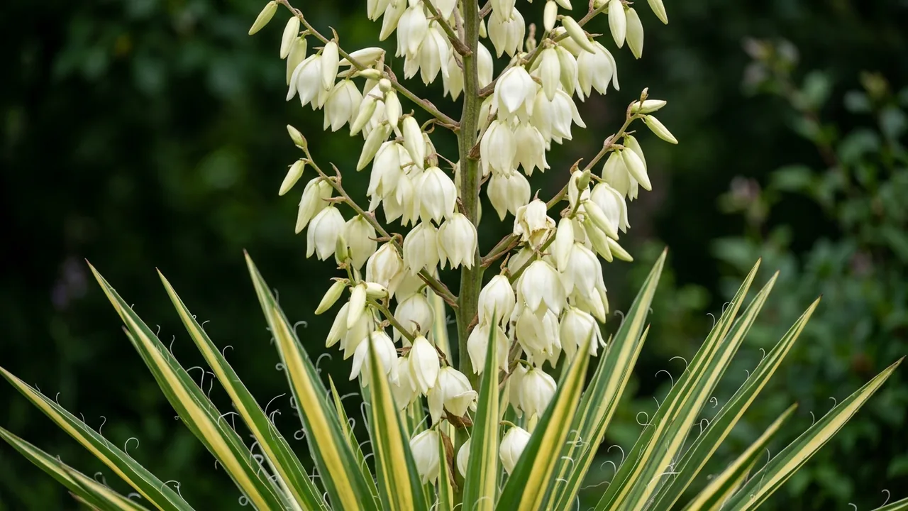 Color Guard Yucca (Yucca filamentosa 'Color Guard') - foliage plant, illustrated plant card