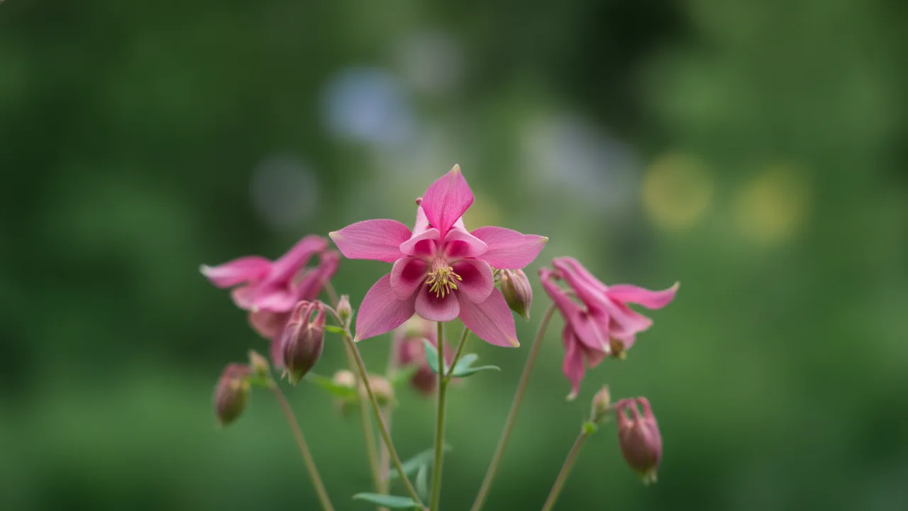 Black Barlow (Aquilegia vulgaris 'Black Barlow') - purple flowers, illustrated plant card
