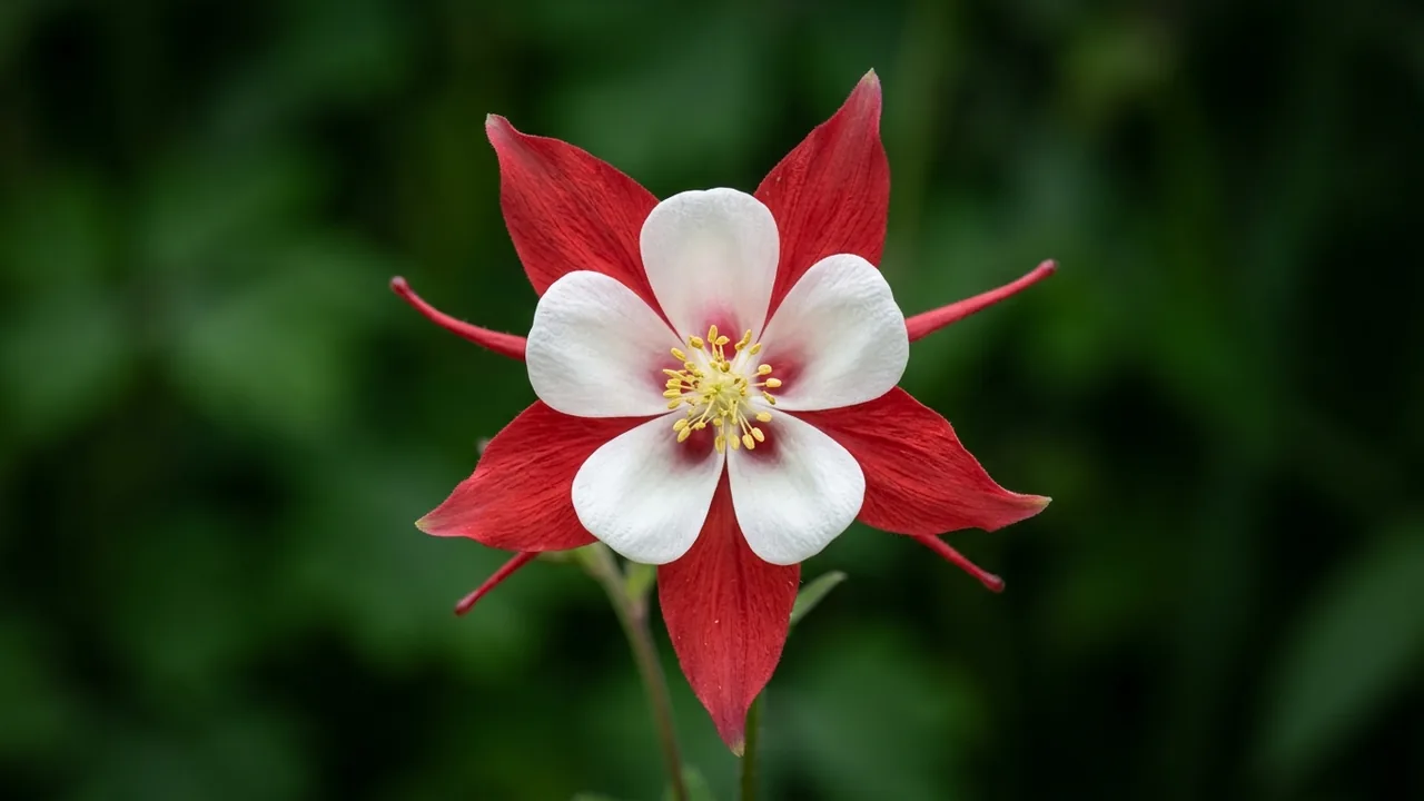 Earlybird Red and White Columbine (Aquilegia 'Pas1258484') - red flowers, illustrated plant card