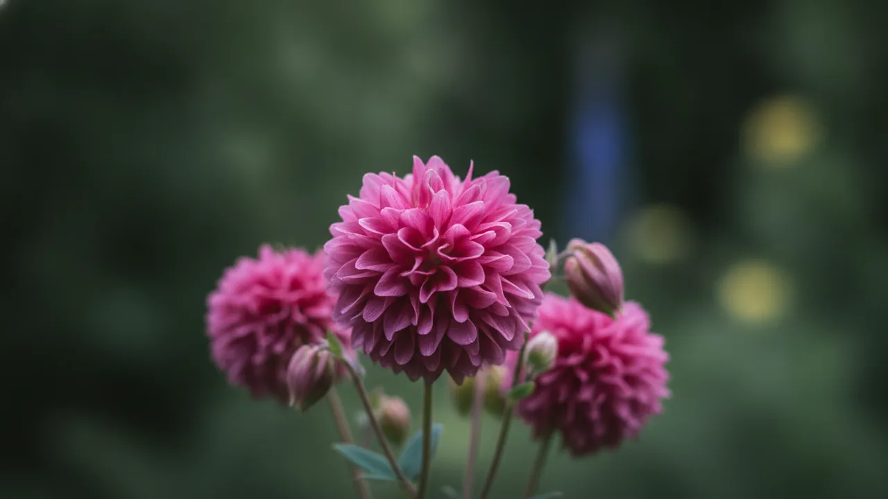 Nora Barlow (Aquilegia vulgaris 'Nora Barlow') - pink flowers, illustrated plant card