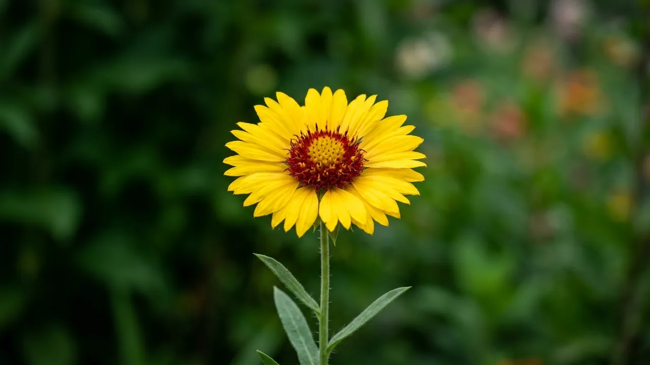 Common Blanketflower (Gaillardia aristata) - yellow flowers, illustrated plant card