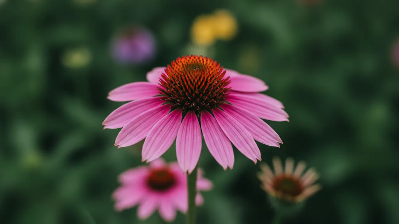 Magnus (Echinacea purpurea 'Magnus') - purple flowers, illustrated plant card