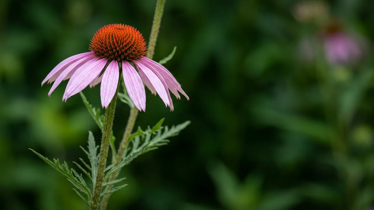 Pale Purple Coneflower (Echinacea pallida) - pink flowers, illustrated plant card