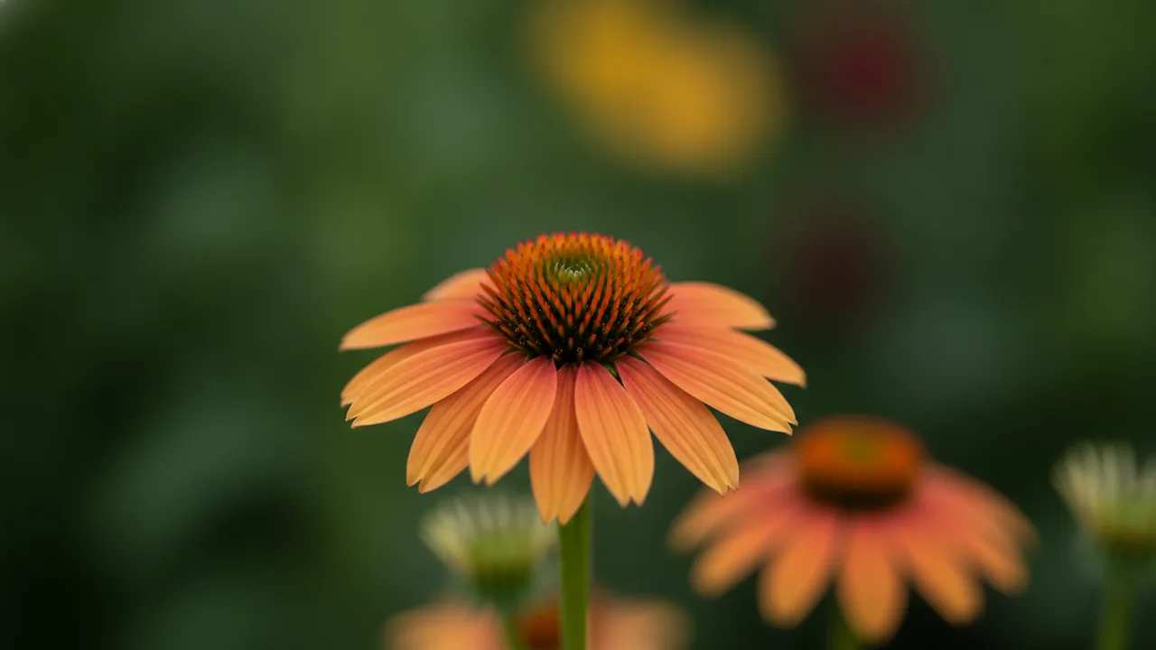 Sombrero Adobe Orange (Echinacea 'Sombrero Adobe Orange') - orange flowers, illustrated plant card