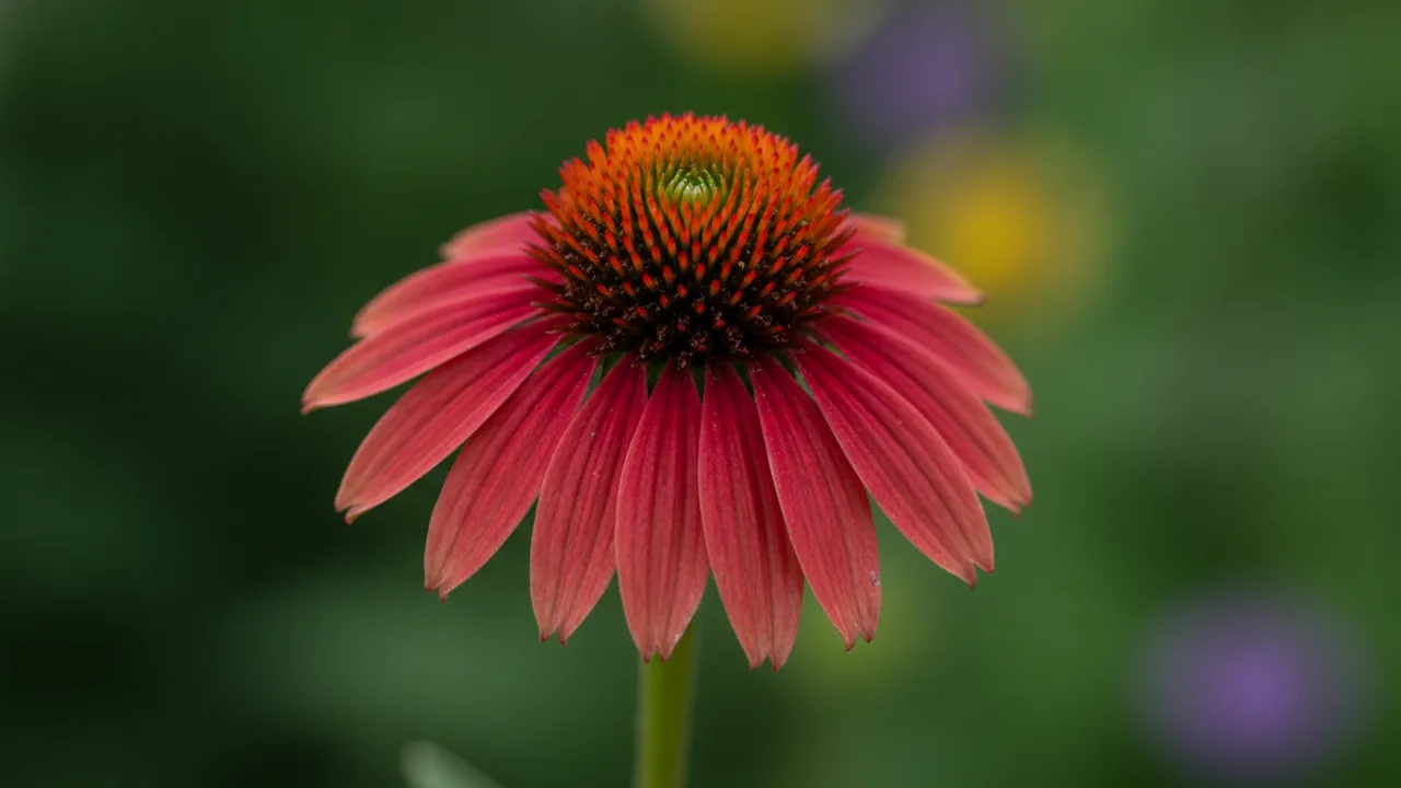 Sombrero Salsa Red (Echinacea 'Sombrero Salsa Red') - red flowers, illustrated plant card
