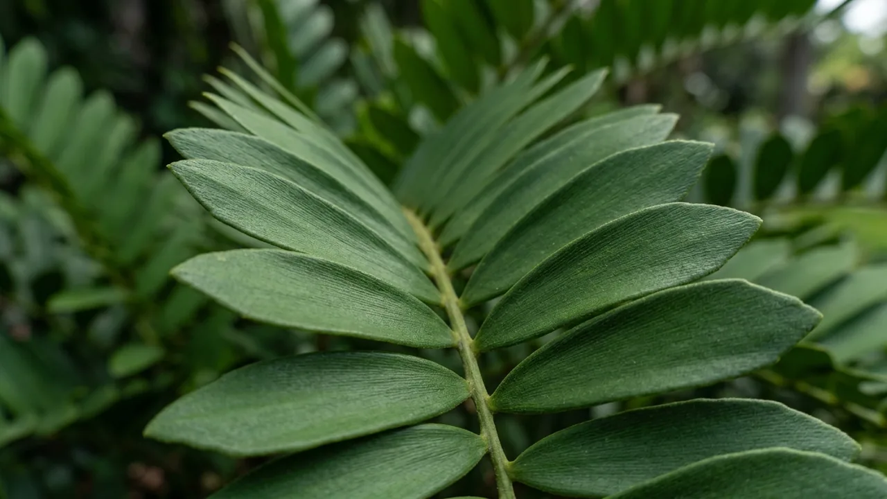Coontie (Zamia integrifolia) - foliage plant, illustrated plant card