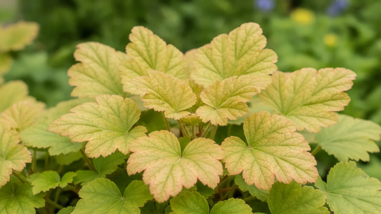 Georgia Peach (Heuchera 'Georgia Peach') - foliage plant, illustrated plant card