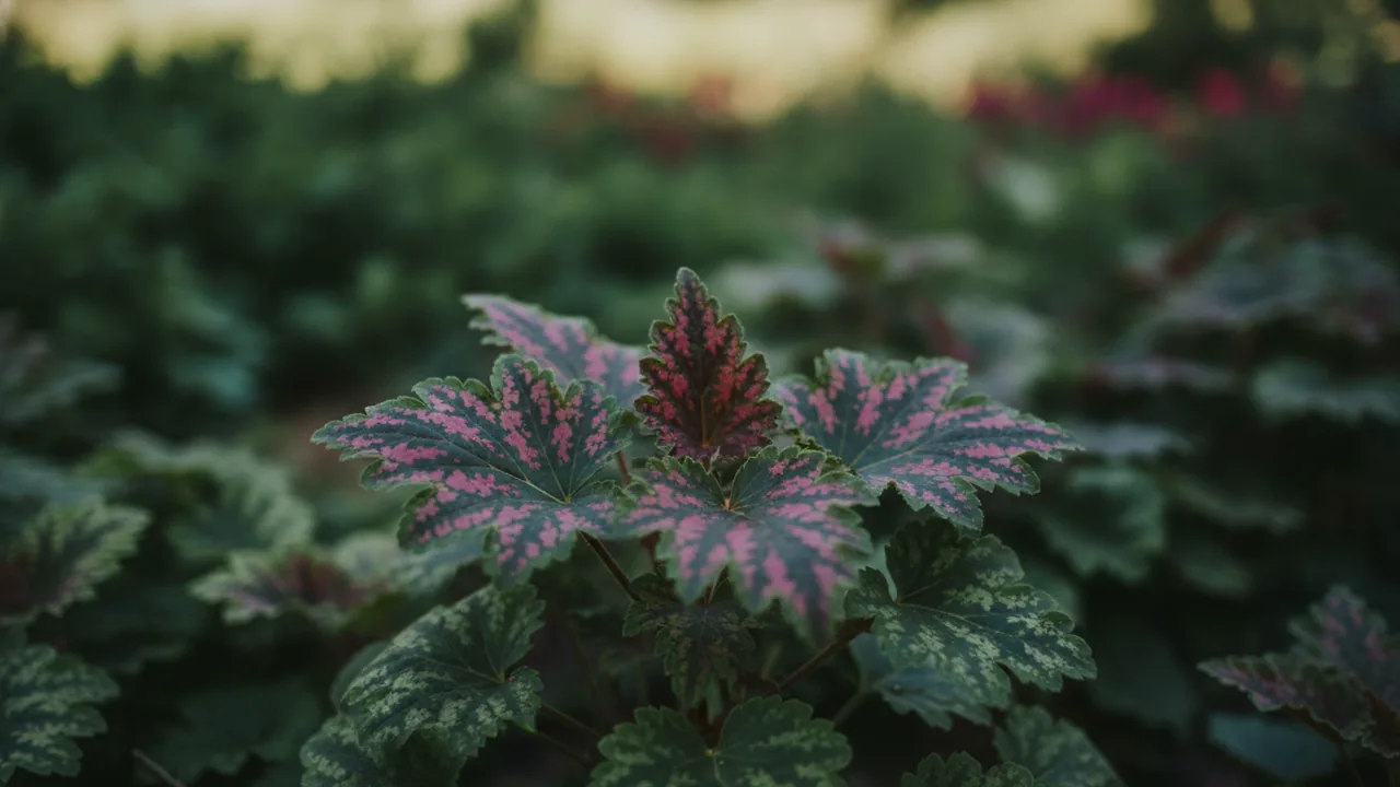 Midnight Rose (Heuchera 'Midnight Rose') - foliage plant, illustrated plant card