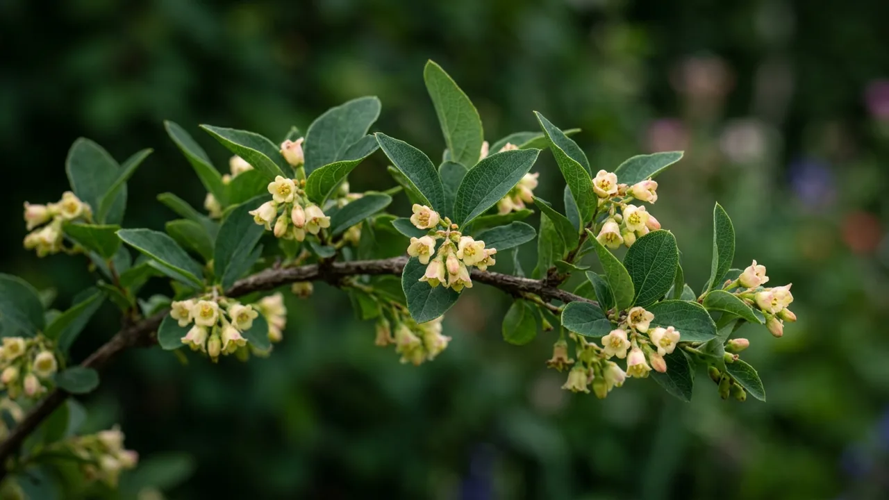 Coralberry (Symphoricarpos orbiculatus) - white flowers, illustrated plant card