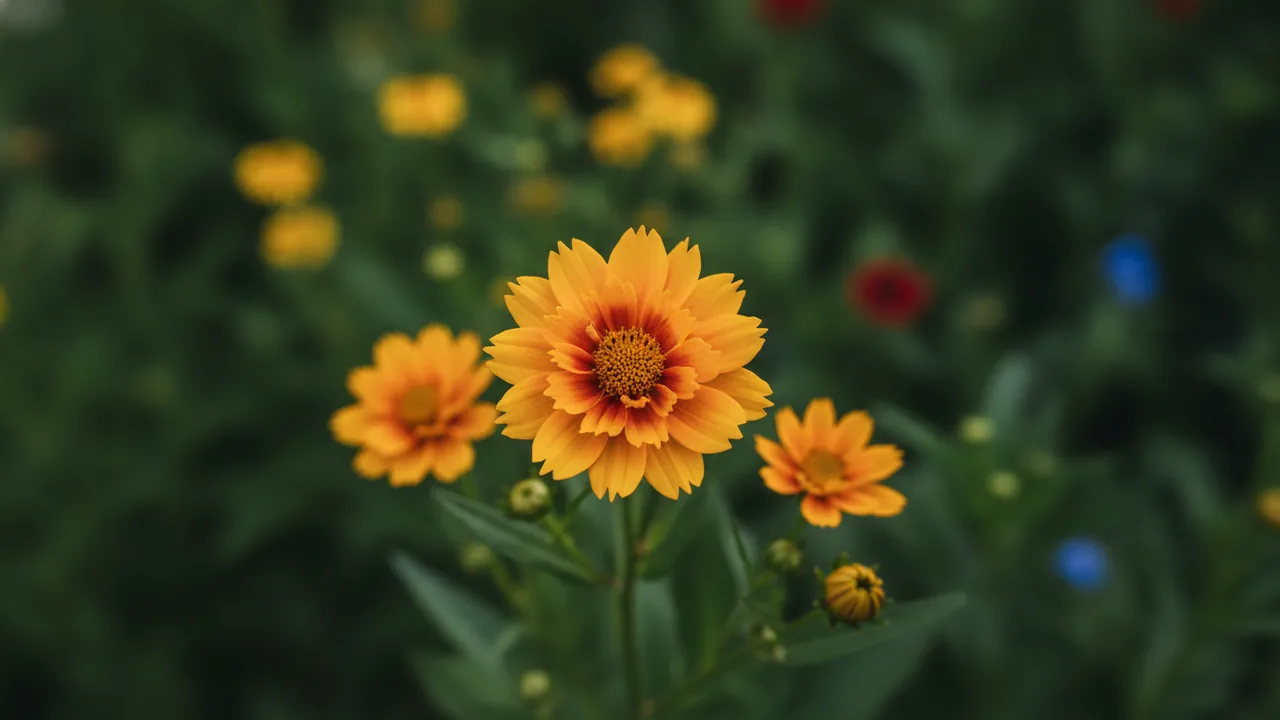 Jethro Tull (Coreopsis 'Jethro Tull') - yellow flowers, illustrated plant card