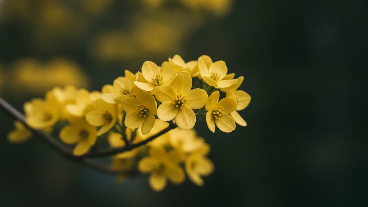Cornelian Cherry (Cornus mas) - yellow flowers, illustrated plant card