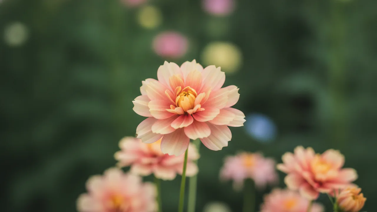 Apricot Lemonade (Cosmos bipinnatus 'Apricot Lemonade') - yellow flowers, illustrated plant card