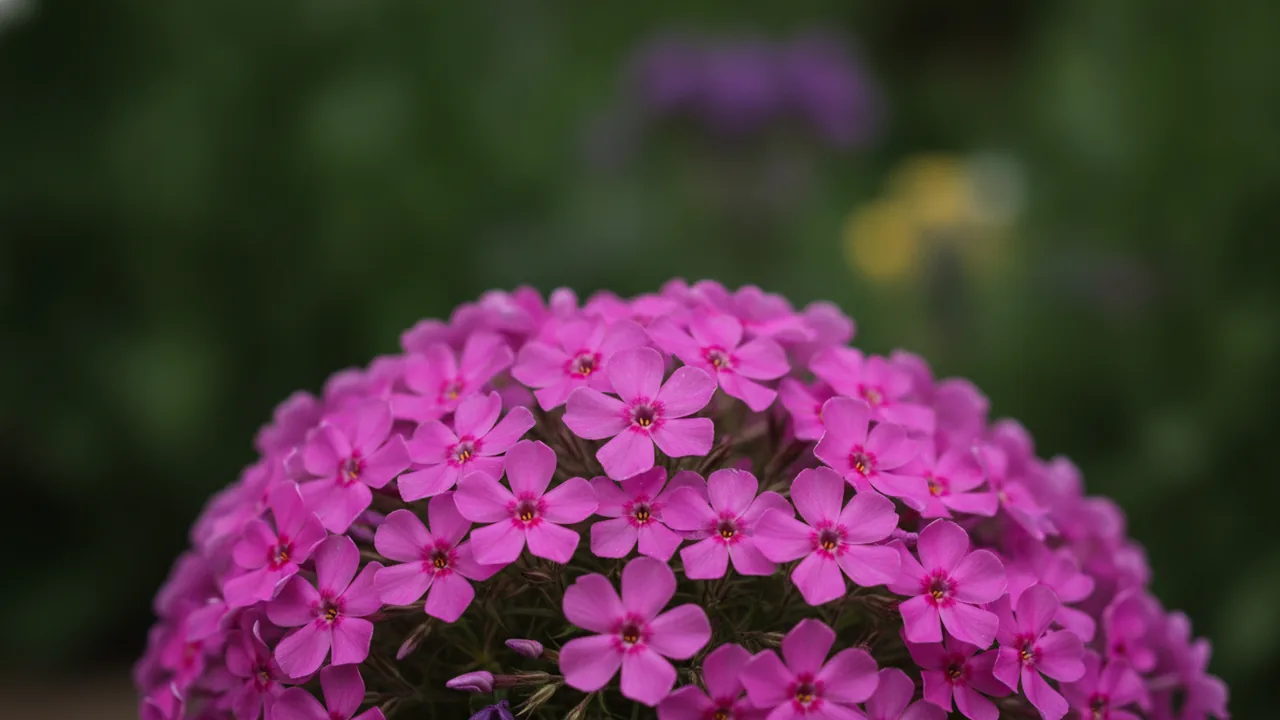 Drummond's Pink (Phlox subulata 'Drummond's Pink') - pink flowers, illustrated plant card
