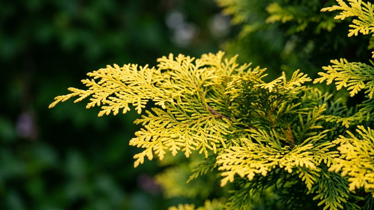 Cripps Golden Hinoki Cypress (Chamaecyparis obtusa 'Crippsii') - foliage plant, illustrated plant card