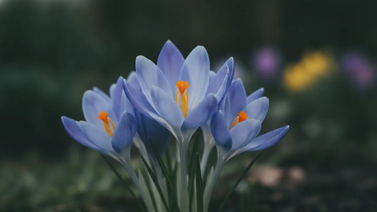 Remembrance (Crocus vernus 'Remembrance') - purple flowers, illustrated plant card