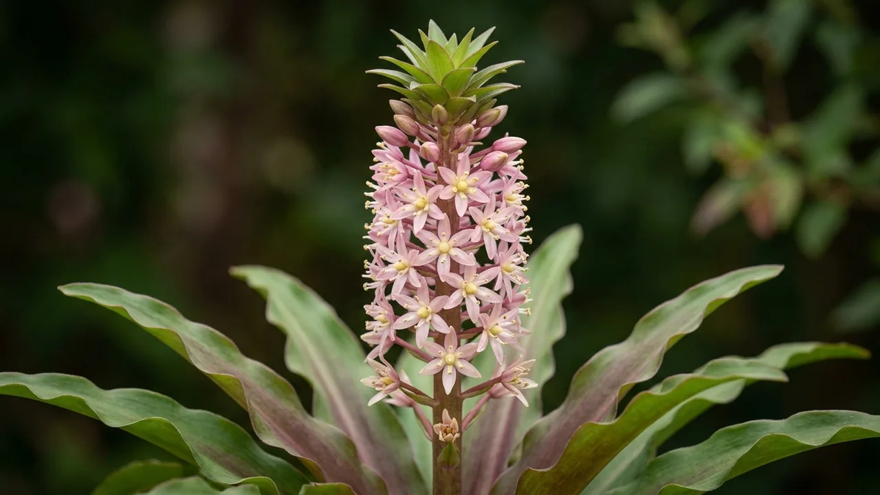 Crowning Glory Princess Bride Pineapple Lily (Eucomis 'Princess Bride') - pink flowers, illustrated plant card