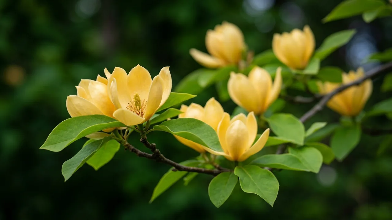 Cucumbertree Magnolia (Magnolia acuminata) - yellow flowers, illustrated plant card
