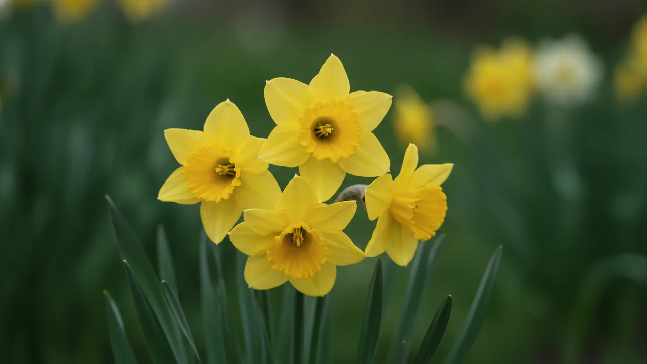 Daffodil in bloom, illustrated plant card