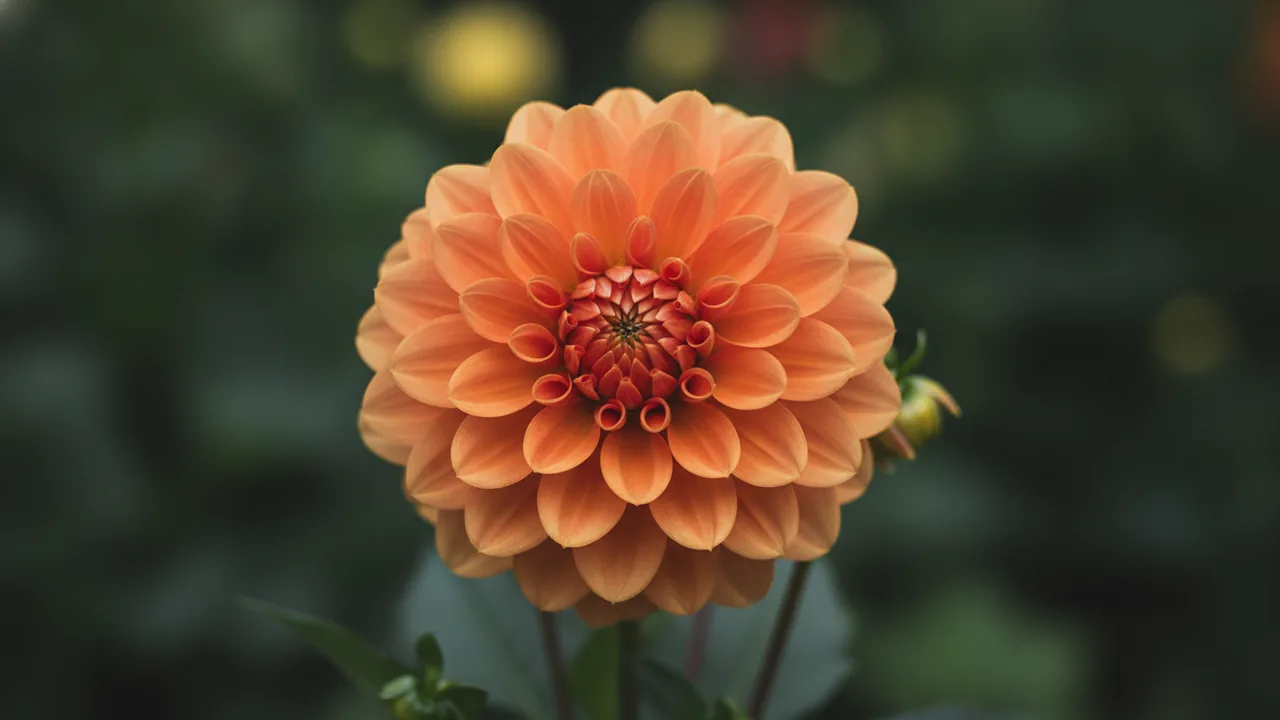 Gallery Art Deco (Dahlia 'Gallery Art Deco') - orange flowers, illustrated plant card
