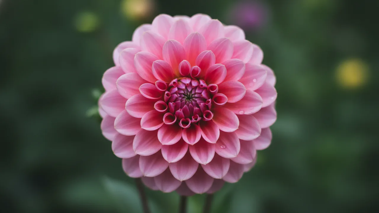 Jowey Winnie (Dahlia 'Jowey Winnie') - pink flowers, illustrated plant card