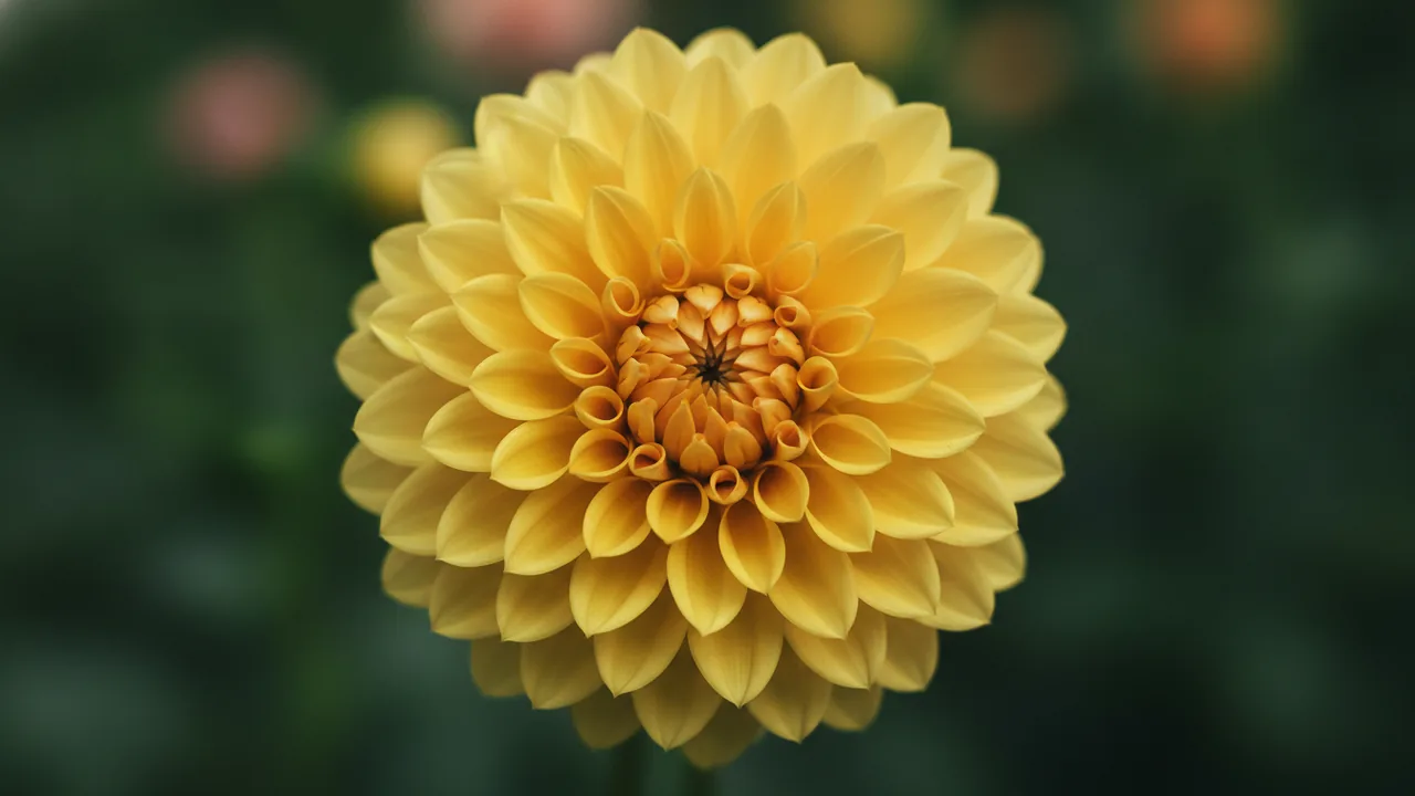 Kelvin Floodlight (Dahlia 'Kelvin Floodlight') - yellow flowers, illustrated plant card