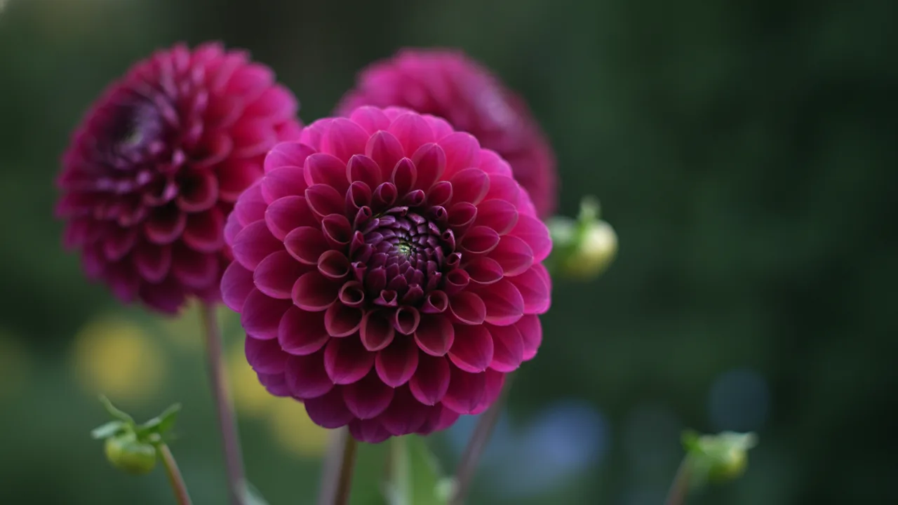 Thomas Edison (Dahlia 'Thomas Edison') - purple flowers, illustrated plant card