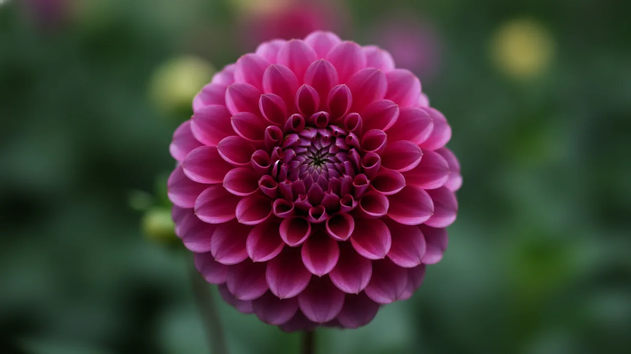 Dahlia - pink flowers, illustrated plant card