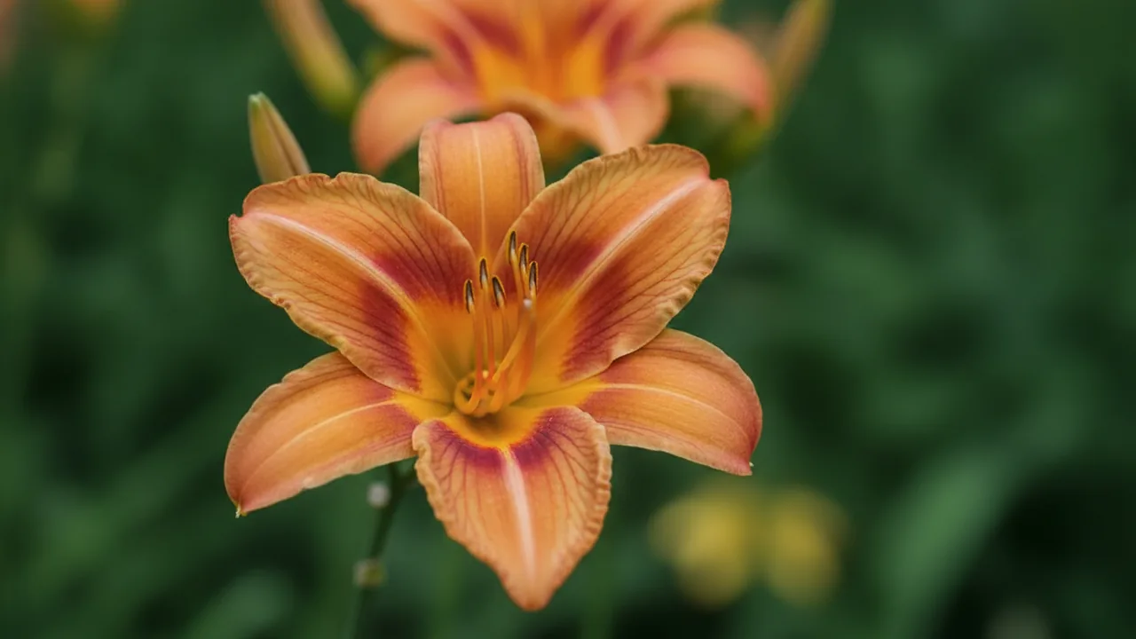 Frans Hals (Hemerocallis 'Frans Hals') - orange flowers, illustrated plant card