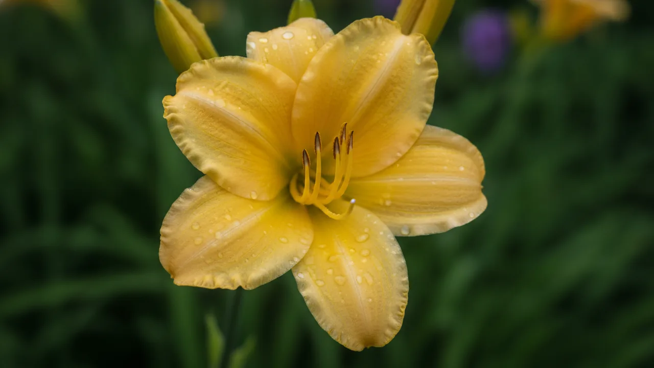 Happy Returns (Hemerocallis 'Happy Returns') - yellow flowers, illustrated plant card