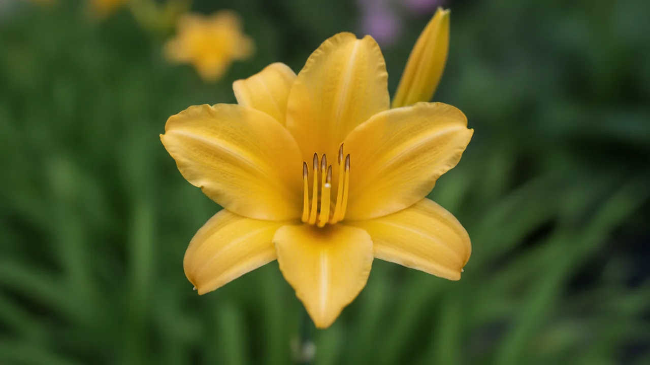 Hyperion (Hemerocallis 'Hyperion') - yellow flowers, illustrated plant card
