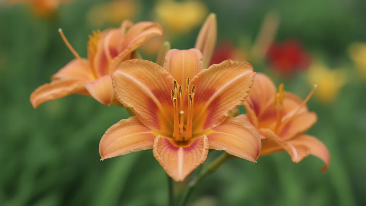 Daylily in bloom, illustrated plant card
