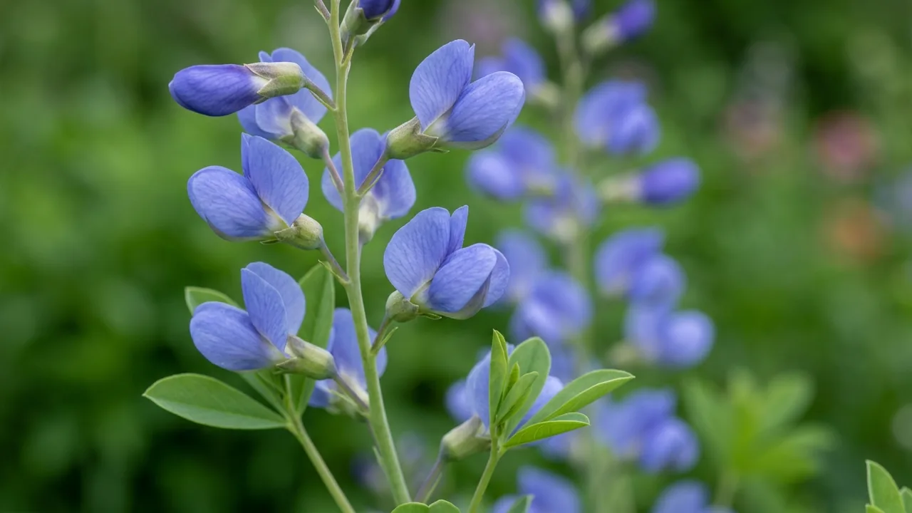 Decadence Deluxe Periwinkle Popsicle False Indigo (Baptisia 'Periwinkle Popsicle') - blue flowers, illustrated plant card