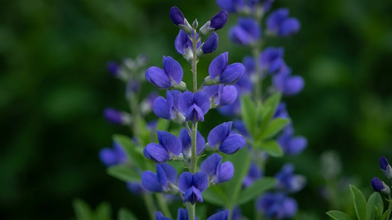 Decadence Sparkling Sapphires False Indigo (Baptisia 'Sparkling Sapphires') - blue flowers, illustrated plant card