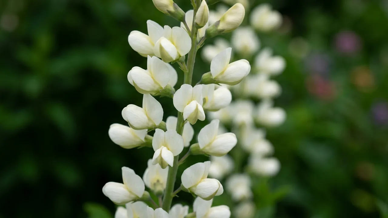 Decadence Vanilla Cream False Indigo (Baptisia 'Vanilla Cream') - white flowers, illustrated plant card