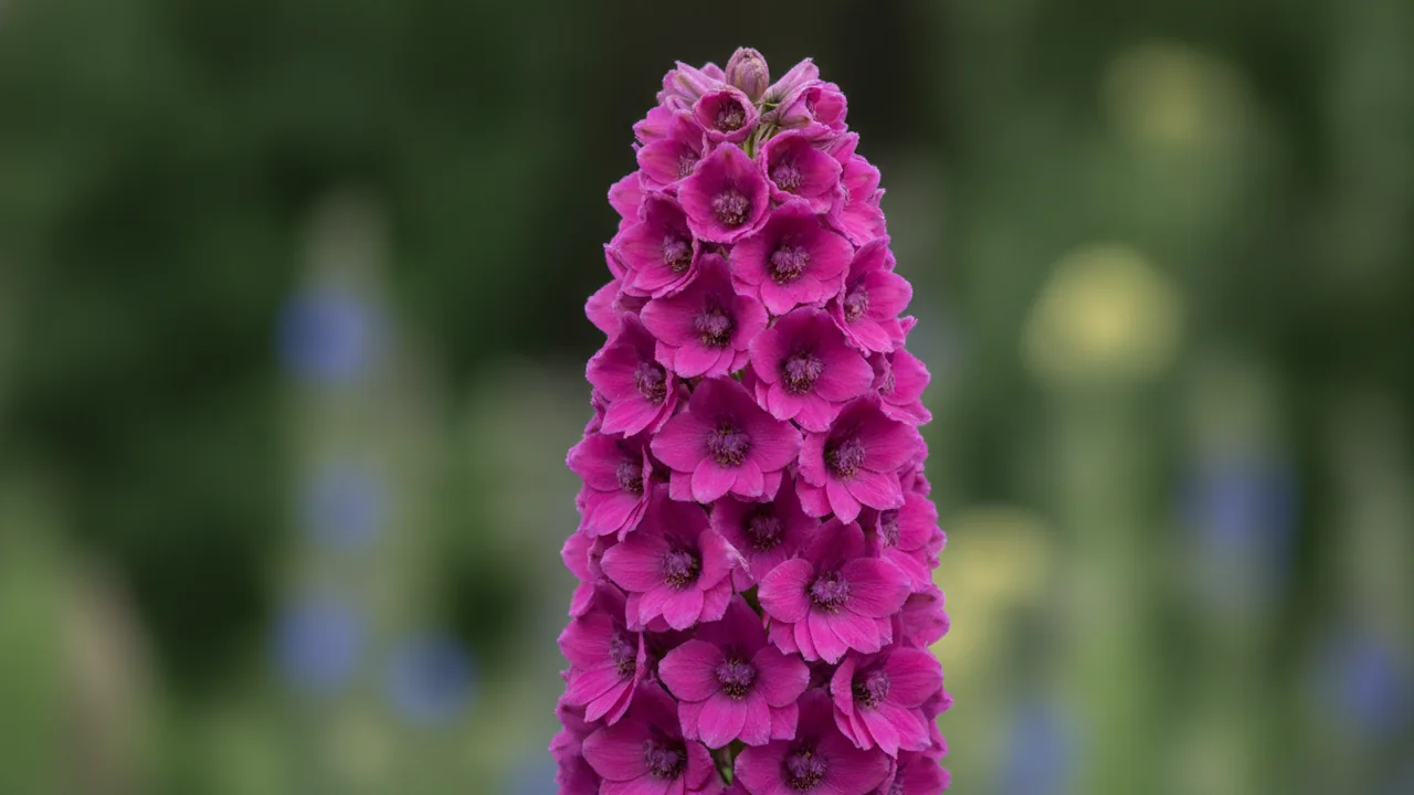Astolat (Delphinium 'Astolat') - pink flowers, illustrated plant card