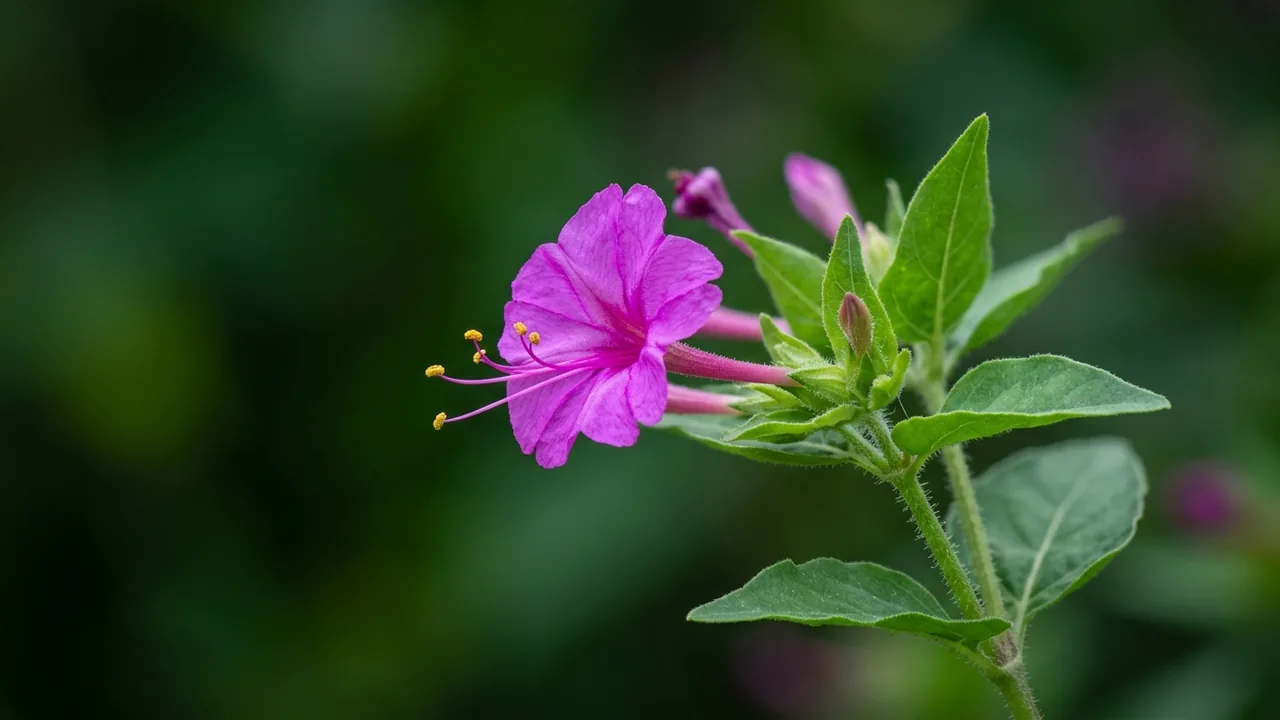Desert Four O'Clock (Mirabilis multiflora) - pink flowers, illustrated plant card